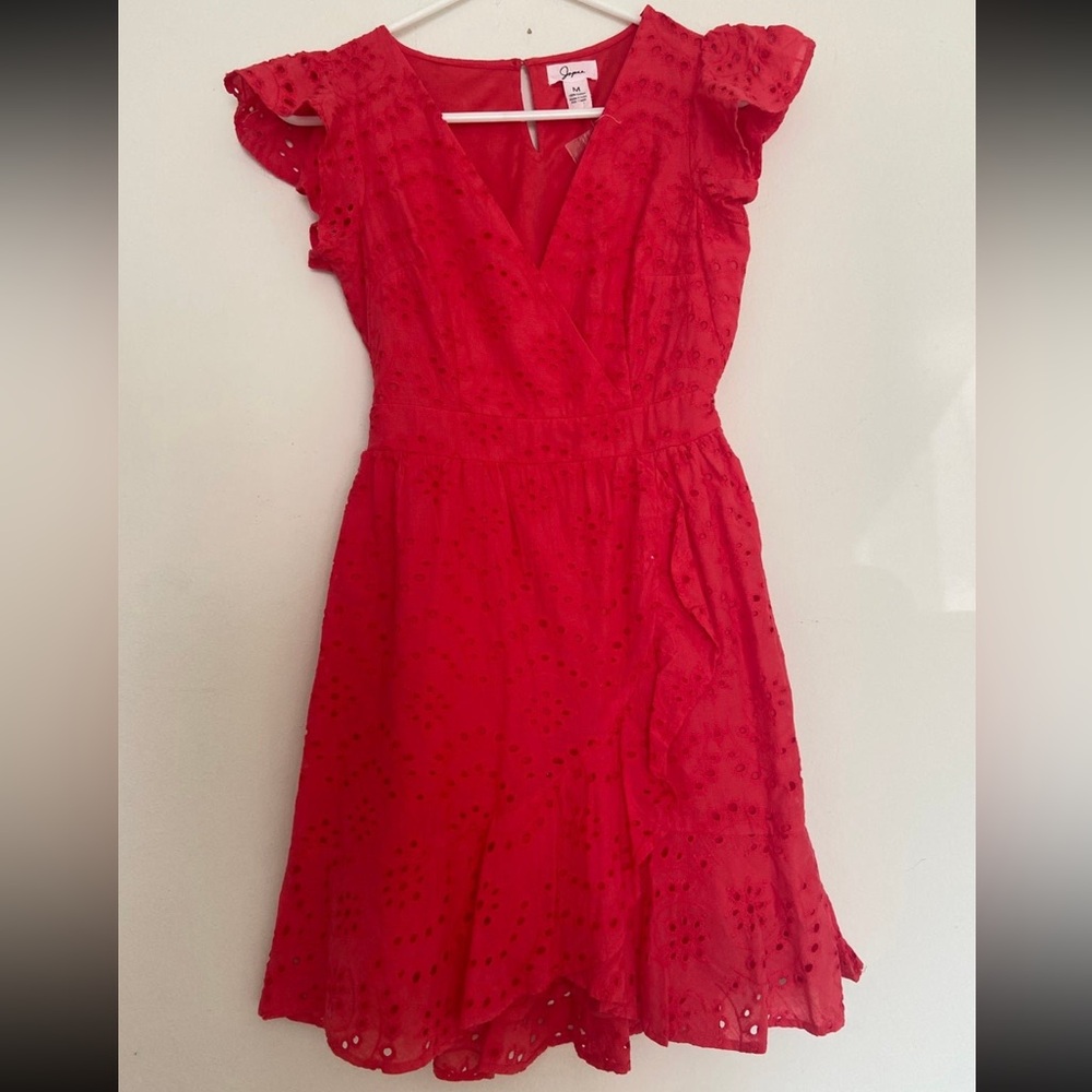Red eyelet dress size M